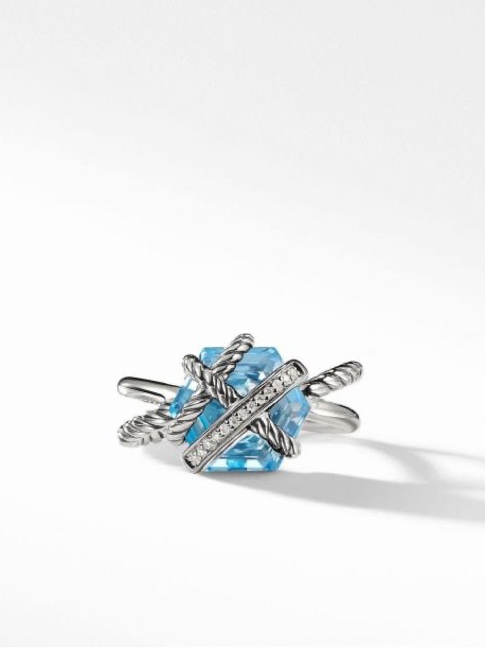 David Yurman Blue Topaz and Cable Twist Ring - Picture 2 of 3